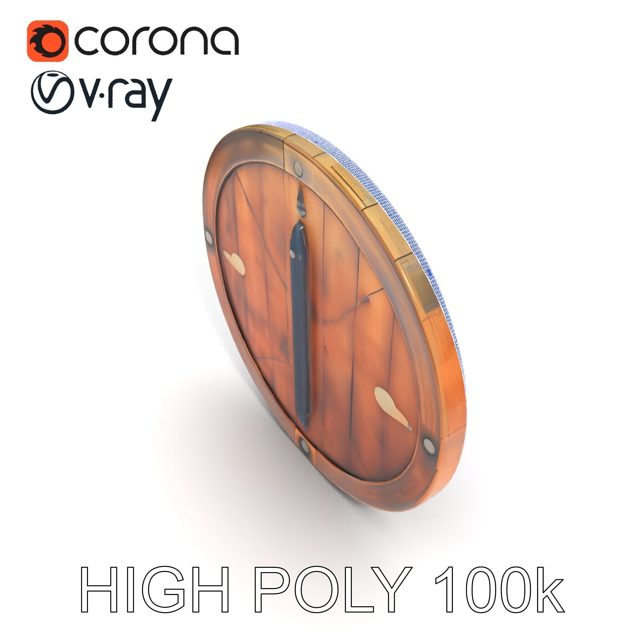 Medieval Round Shield Model Pack with Detailed Wood Texture Low-poly 3D model_13