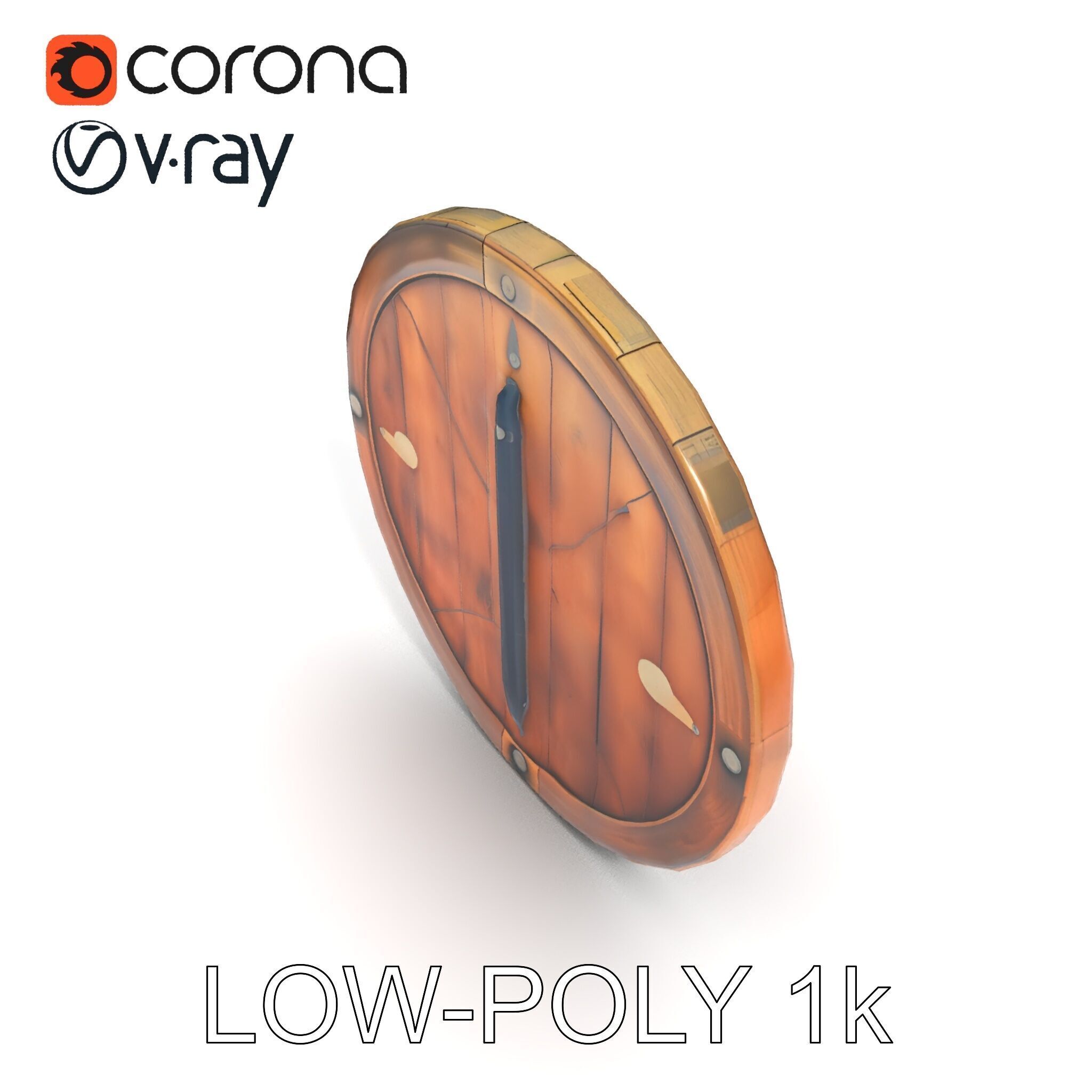Medieval Round Shield Model Pack with Detailed Wood Texture Low-poly 3D model_12