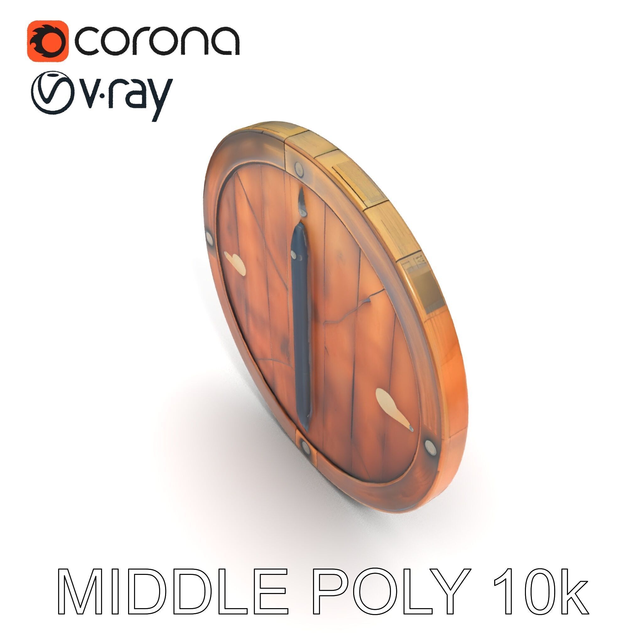 Medieval Round Shield Model Pack with Detailed Wood Texture Low-poly 3D model_20