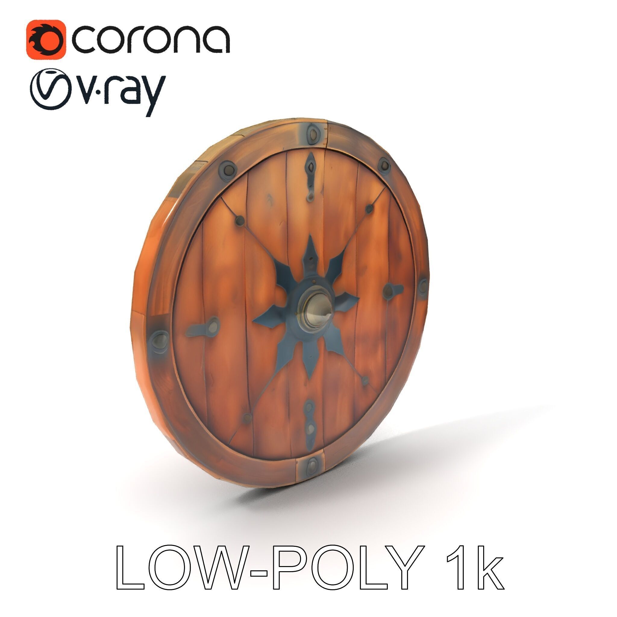 Medieval Round Shield Model Pack with Detailed Wood Texture Low-poly 3D model_24