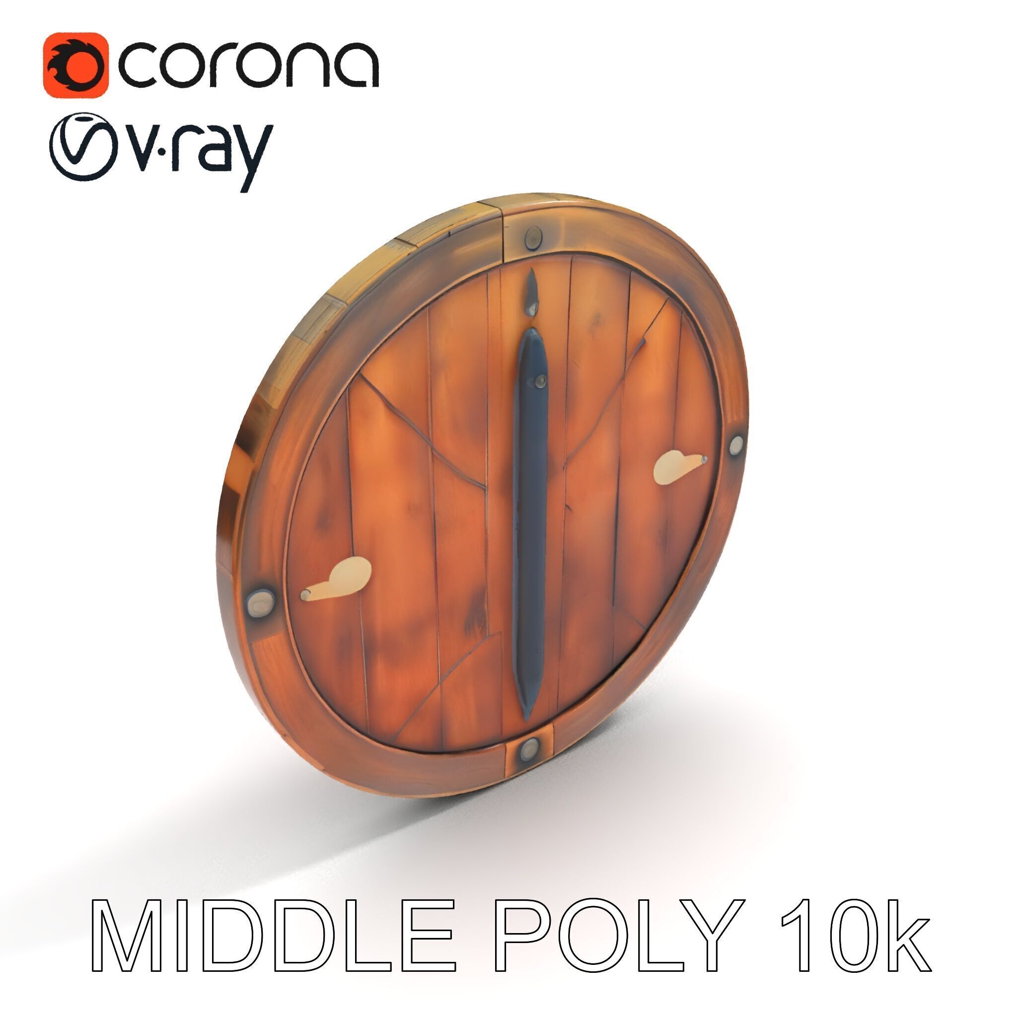 Medieval Round Shield Model Pack with Detailed Wood Texture Low-poly 3D model_23
