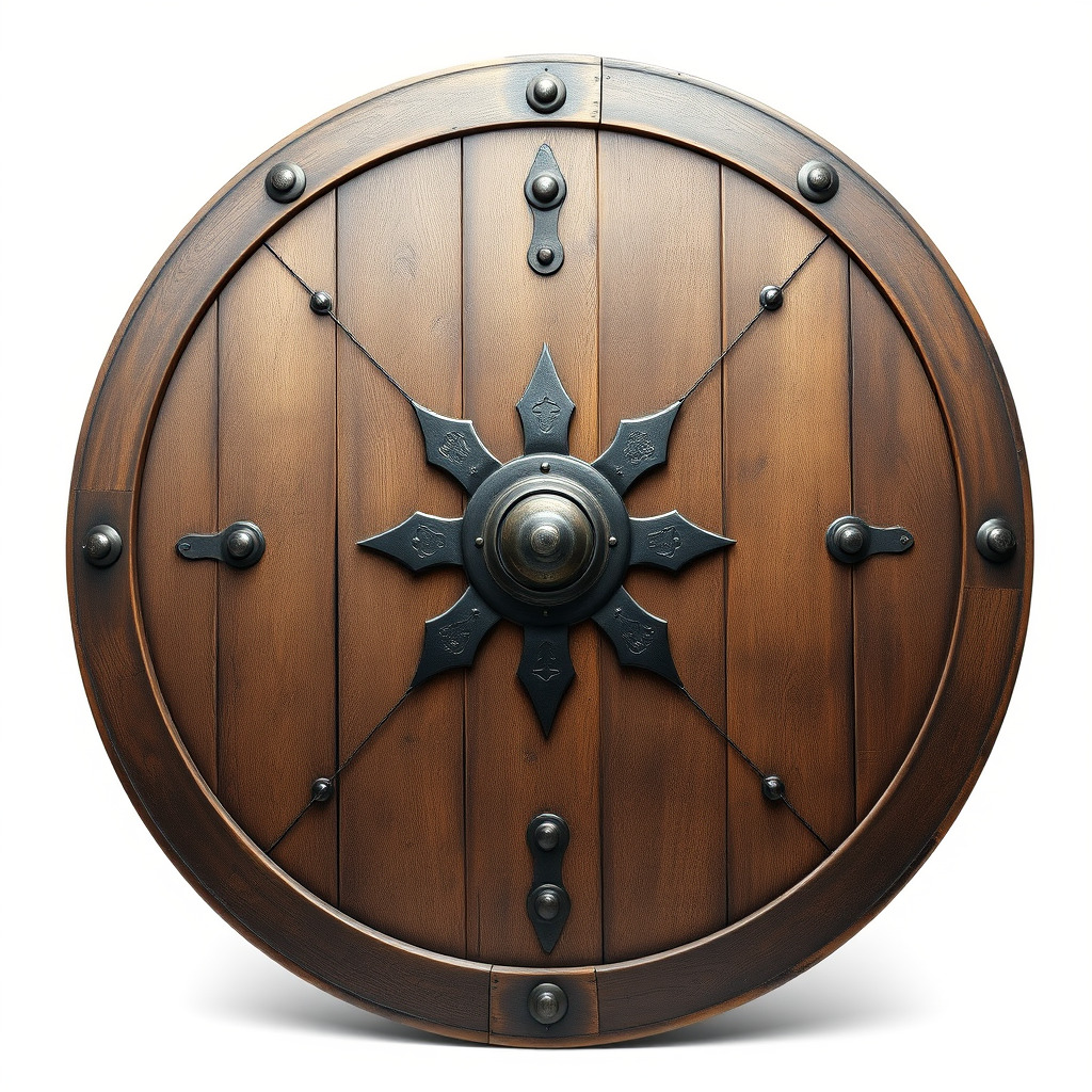 Medieval Round Shield Model Pack with Detailed Wood Texture Low-poly 3D model_4