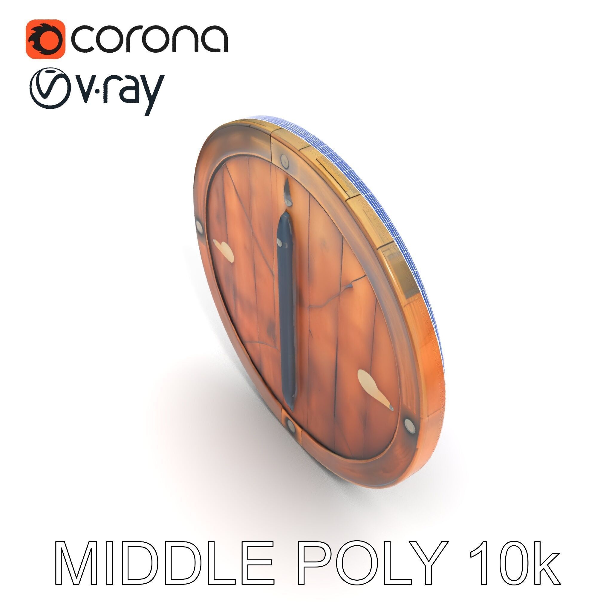 Medieval Round Shield Model Pack with Detailed Wood Texture Low-poly 3D model_11