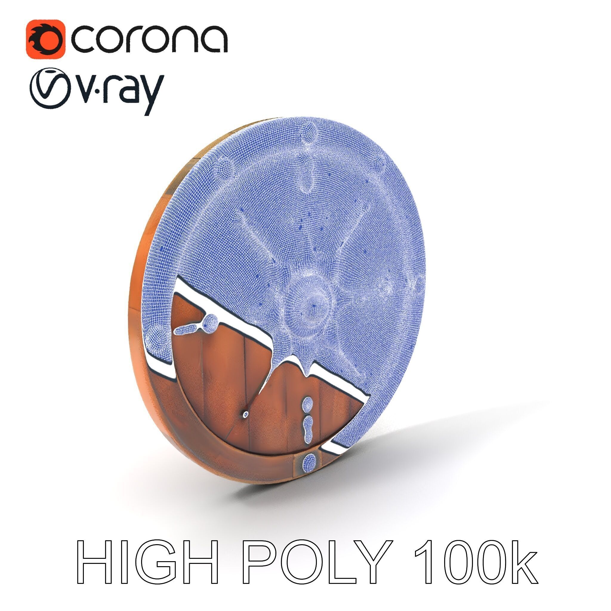 Medieval Round Shield Model Pack with Detailed Wood Texture Low-poly 3D model_3