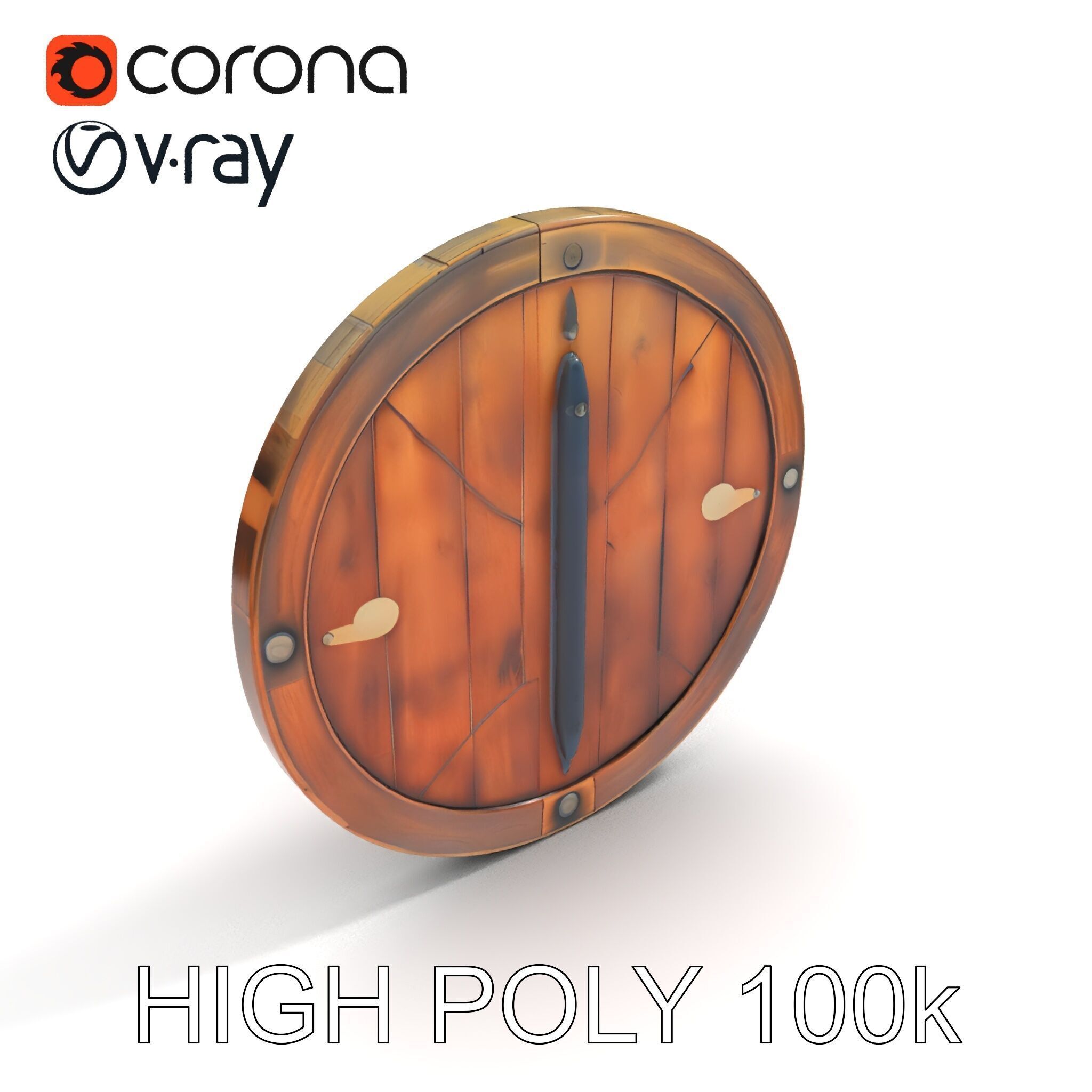 Medieval Round Shield Model Pack with Detailed Wood Texture Low-poly 3D model_16