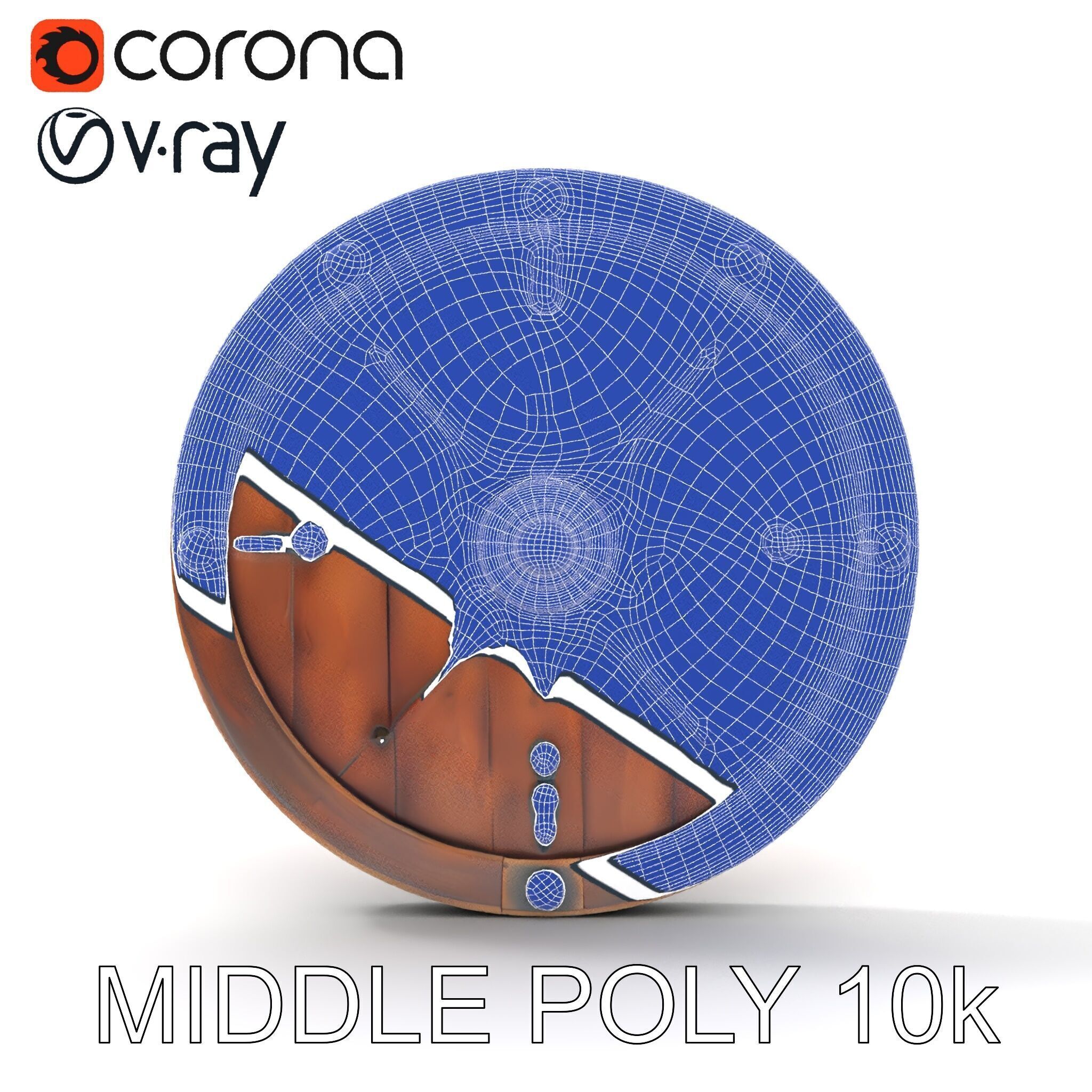 Medieval Round Shield Model Pack with Detailed Wood Texture Low-poly 3D model_6