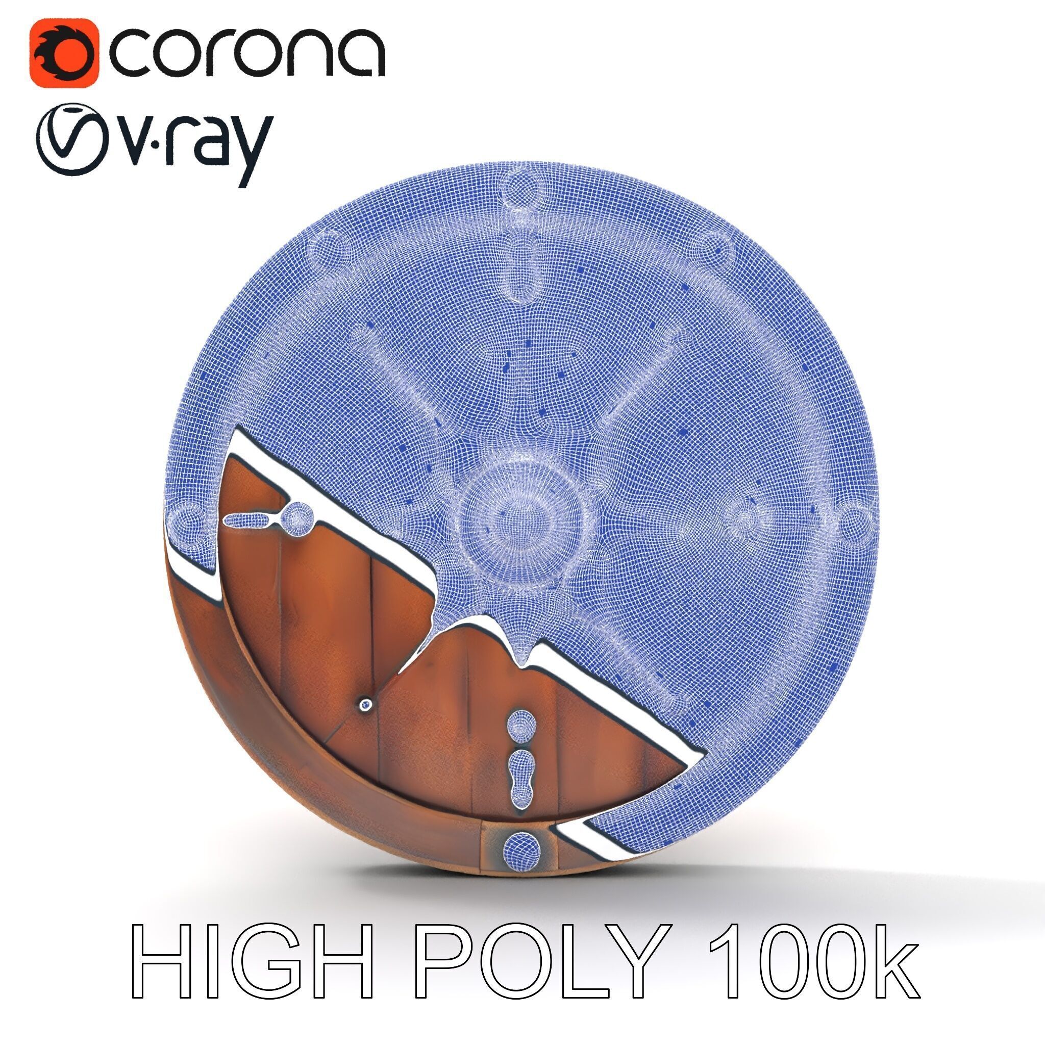 Medieval Round Shield Model Pack with Detailed Wood Texture Low-poly 3D model_8