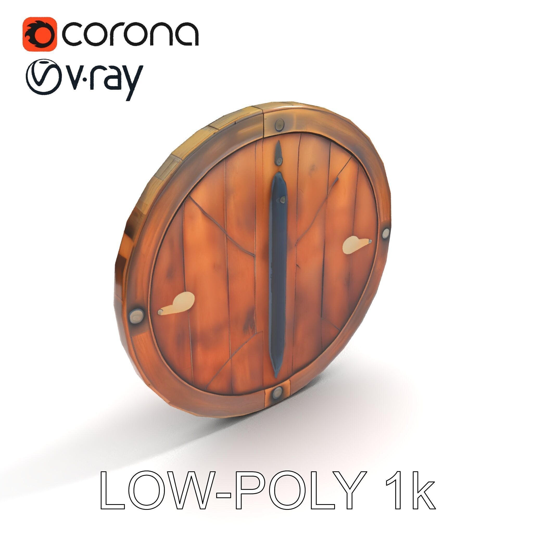Medieval Round Shield Model Pack with Detailed Wood Texture Low-poly 3D model_27