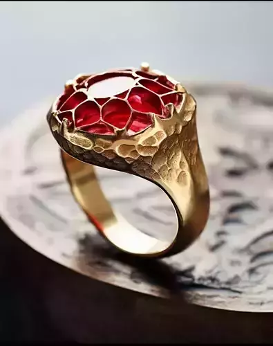 Hammered Texture Gemstone Ring 3D Printable Jewelry Model 