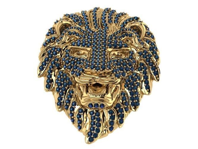 Lion Head Pendant Necklace 3D model