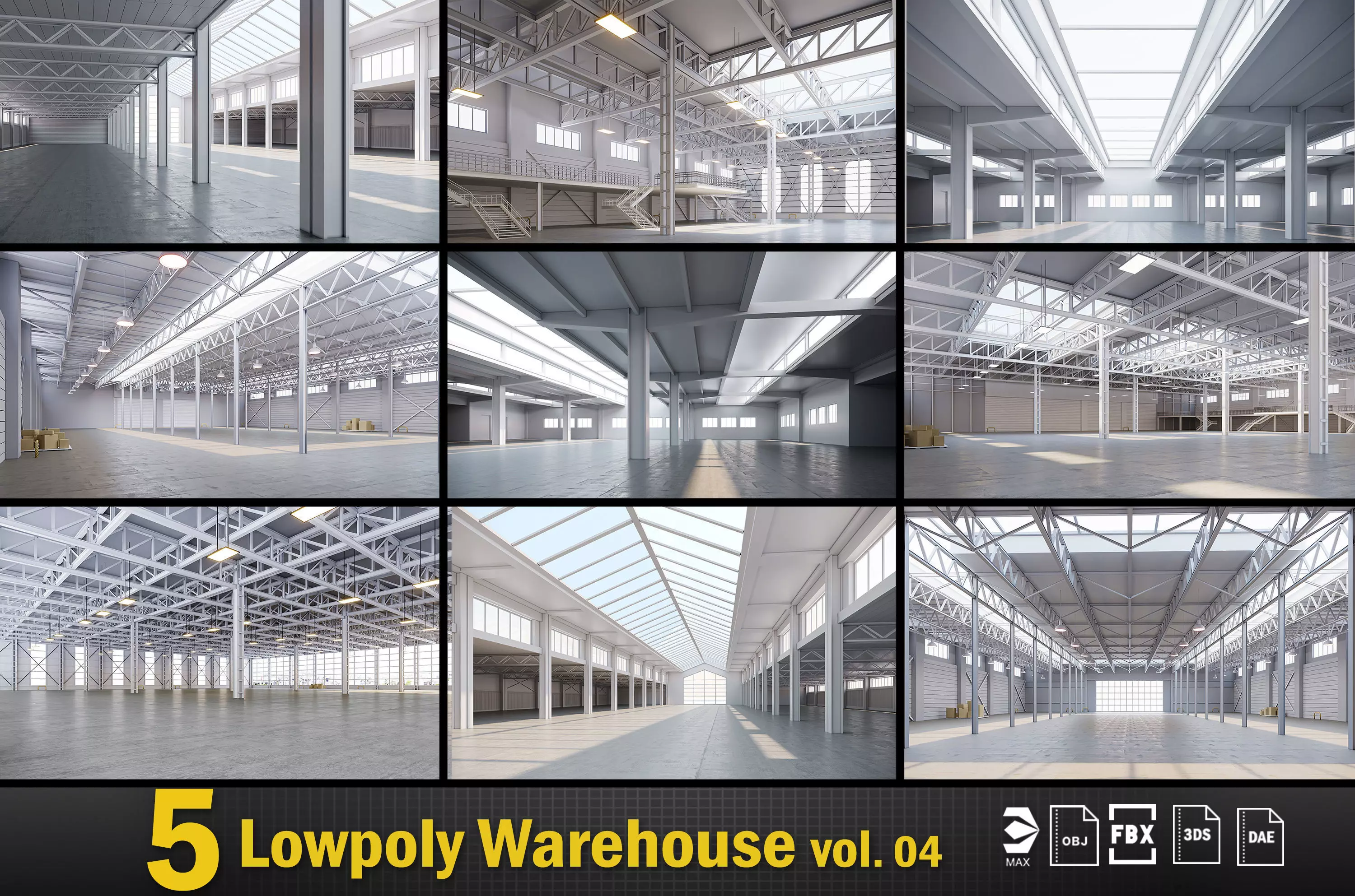 5 low poly interior warehouse Vol 04 3D Model Collection_0