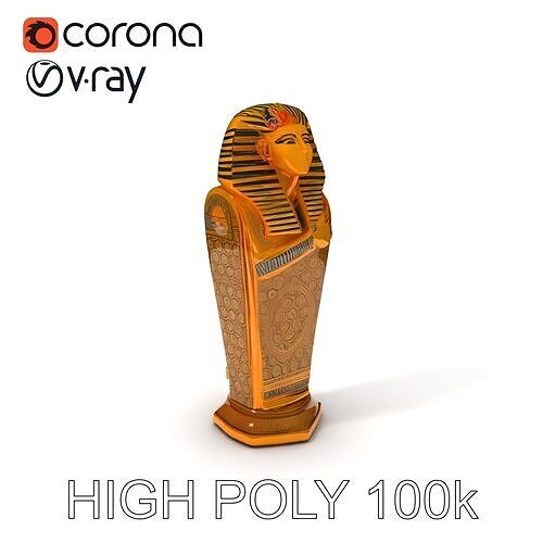 Ancient Egyptian Sarcophagus Model Pack with Hieroglyphs Low-poly 3D model