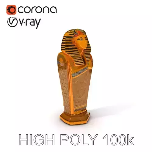 Ancient Egyptian Sarcophagus Model Pack with Hieroglyphs Low-poly 3D model