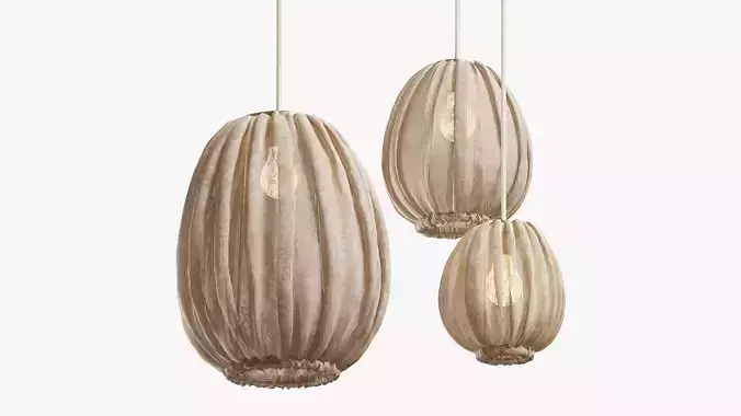 Set of fabric lampshades in beige