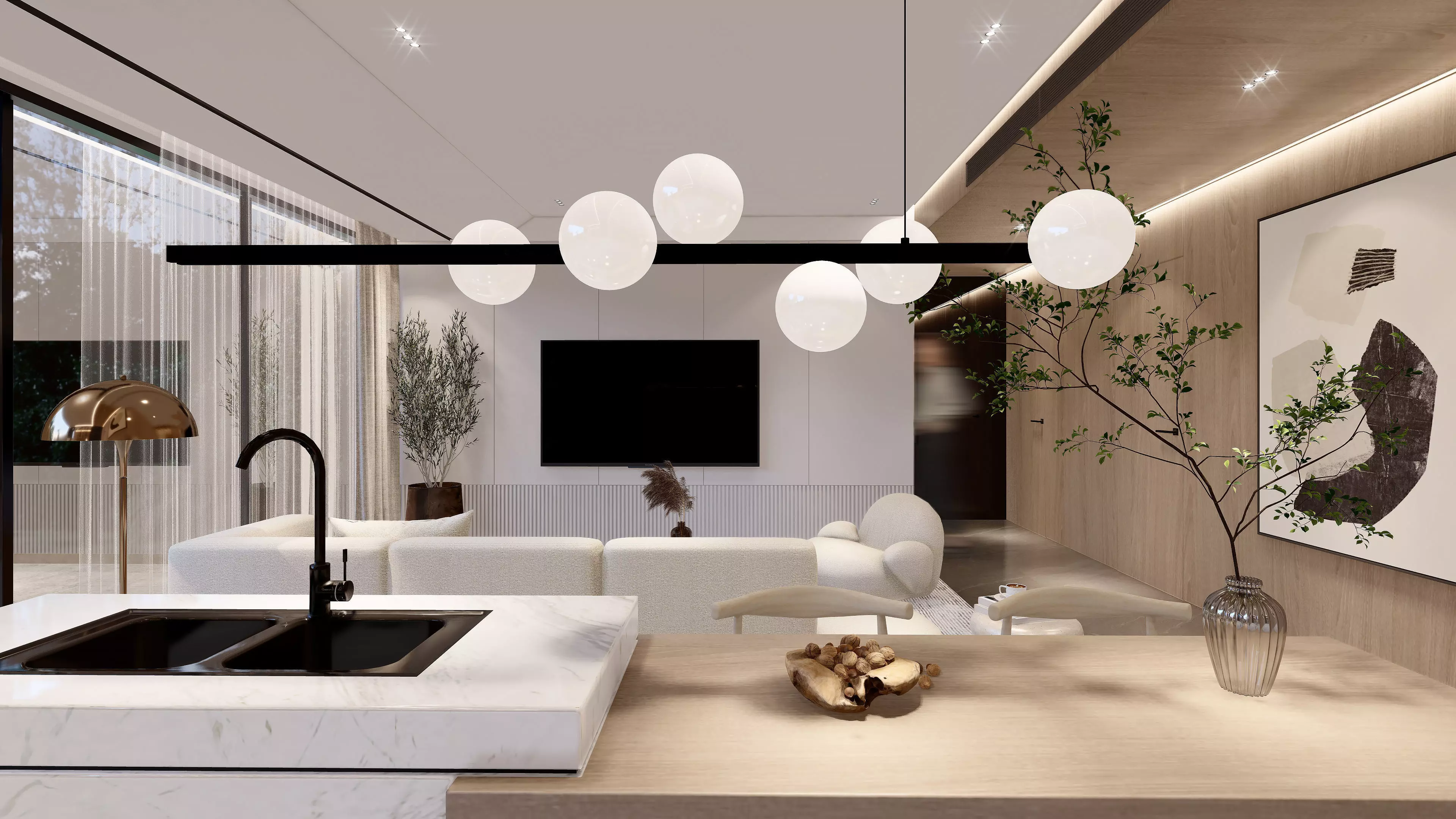  Living Room kitchen  Lumion 11 Scene Plus Sketch up File  3D model_0