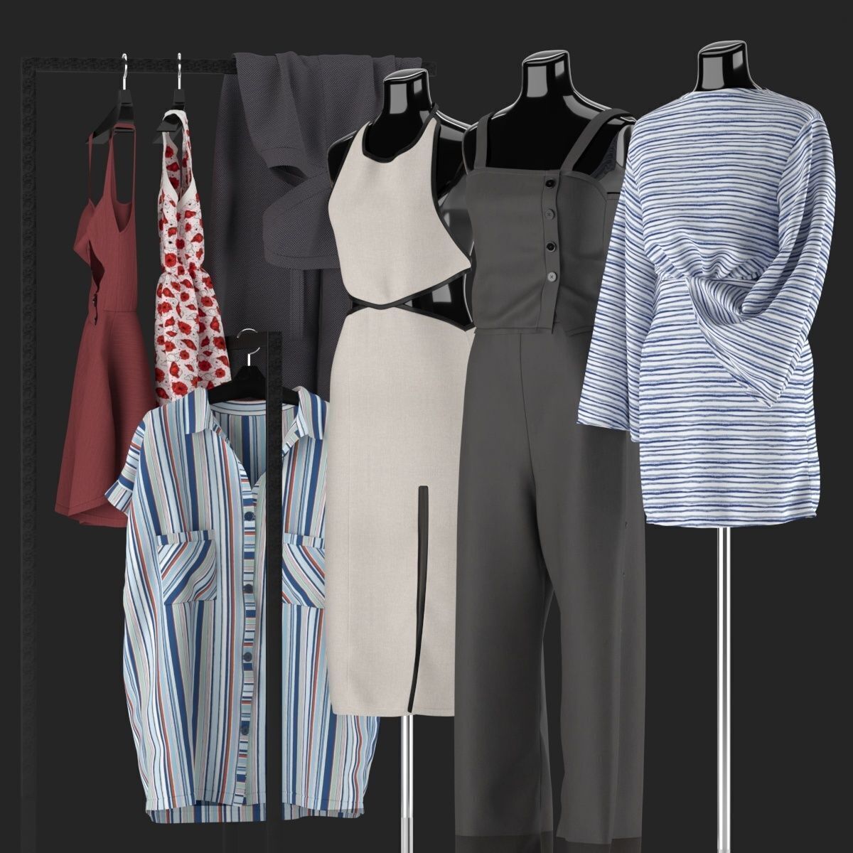 Mannequin Set Vol 017 Low-poly 3D model_4