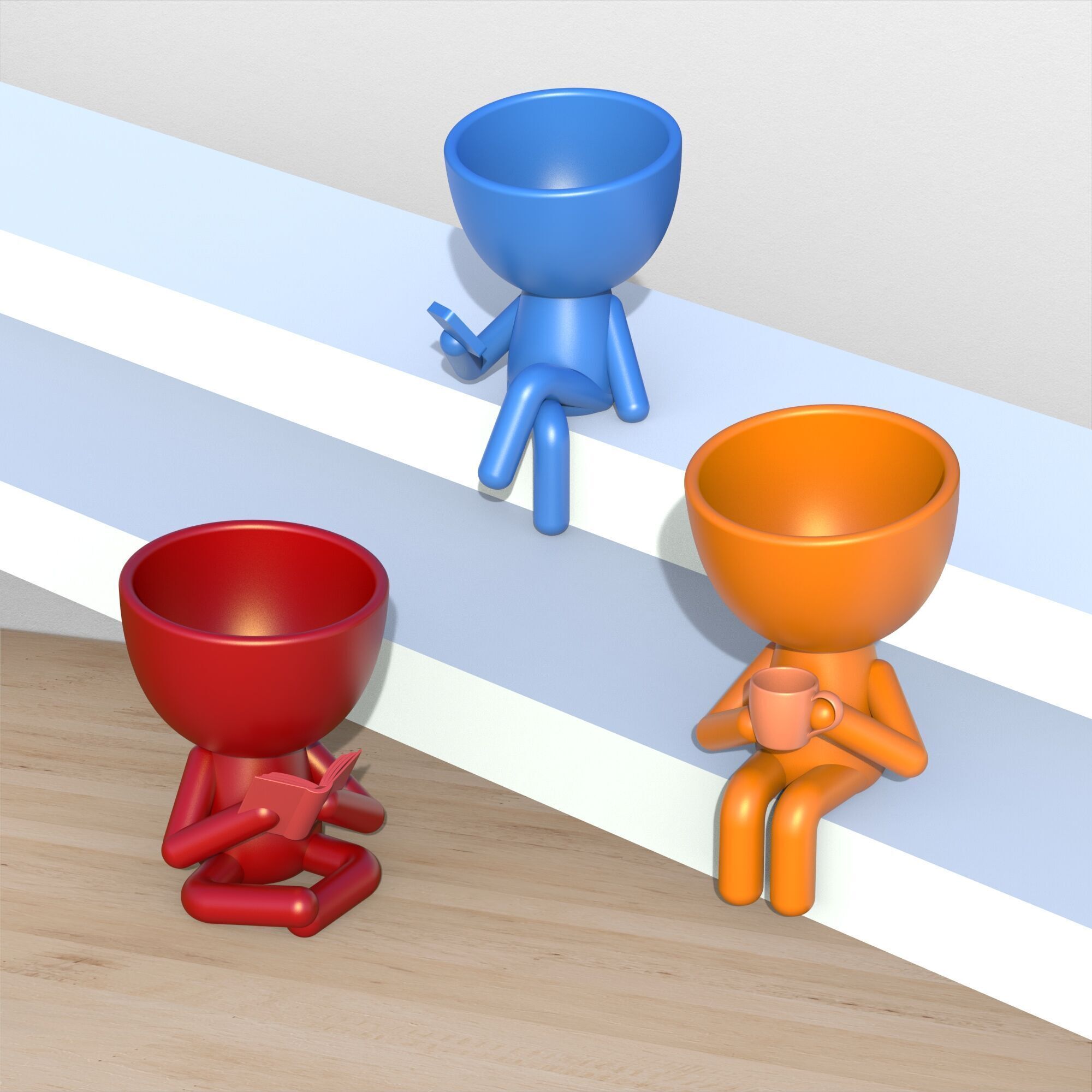 Human Planter Set Plant Buddy Pot Robert Planter 3D print model_2