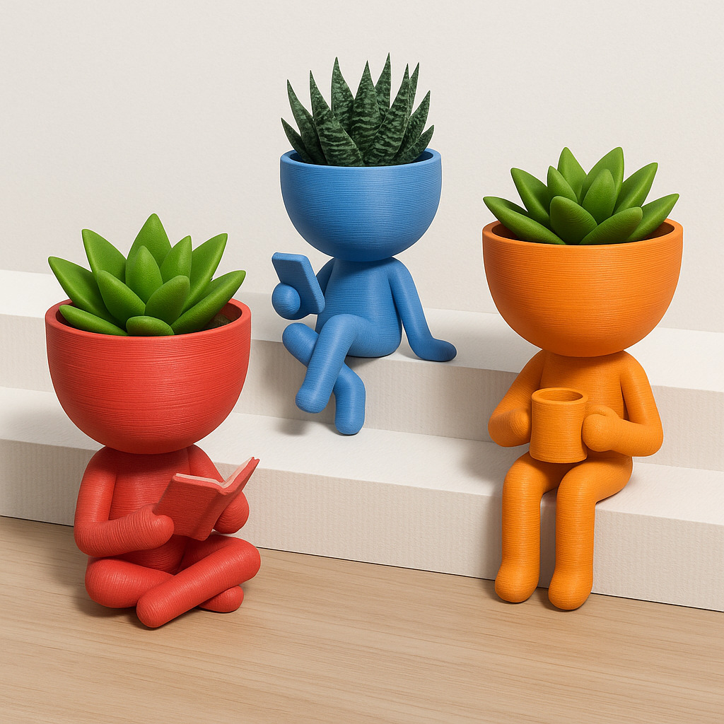 Human Planter Set Plant Buddy Pot Robert Planter 3D print model_8
