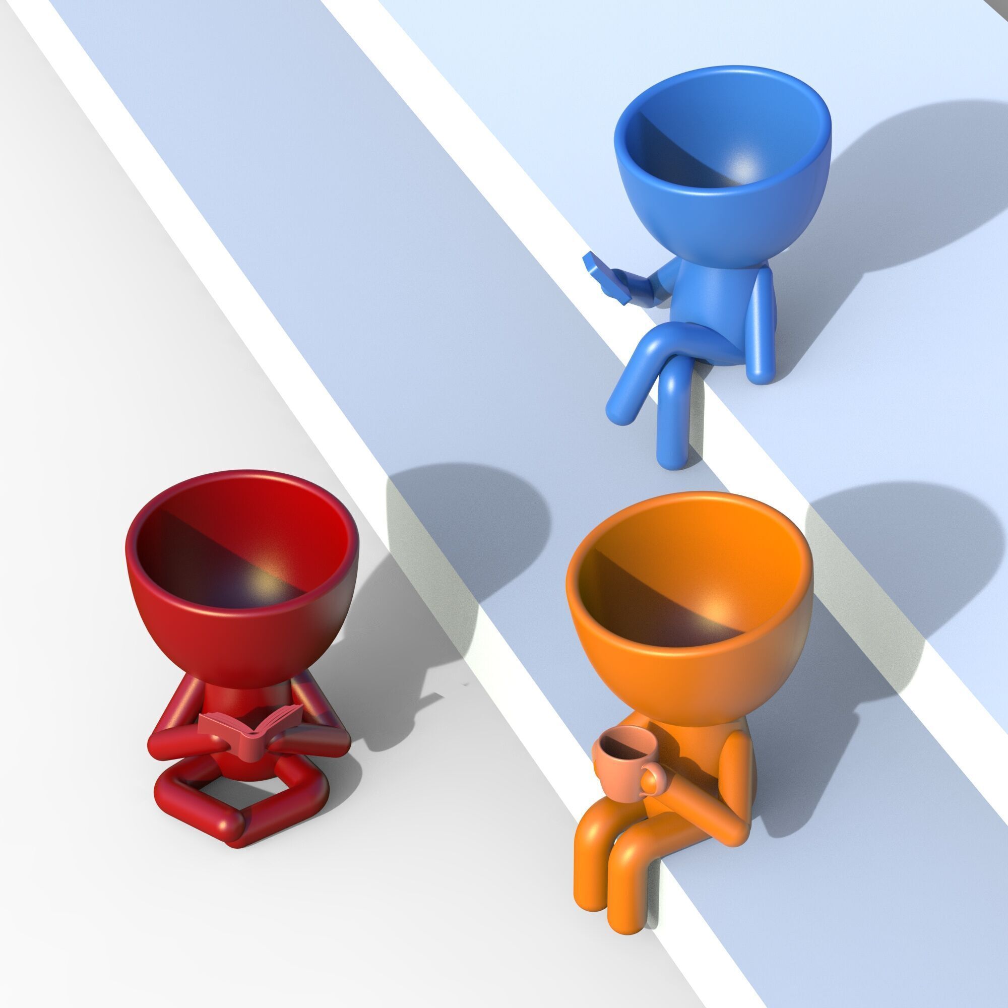 Human Planter Set Plant Buddy Pot Robert Planter 3D print model_6