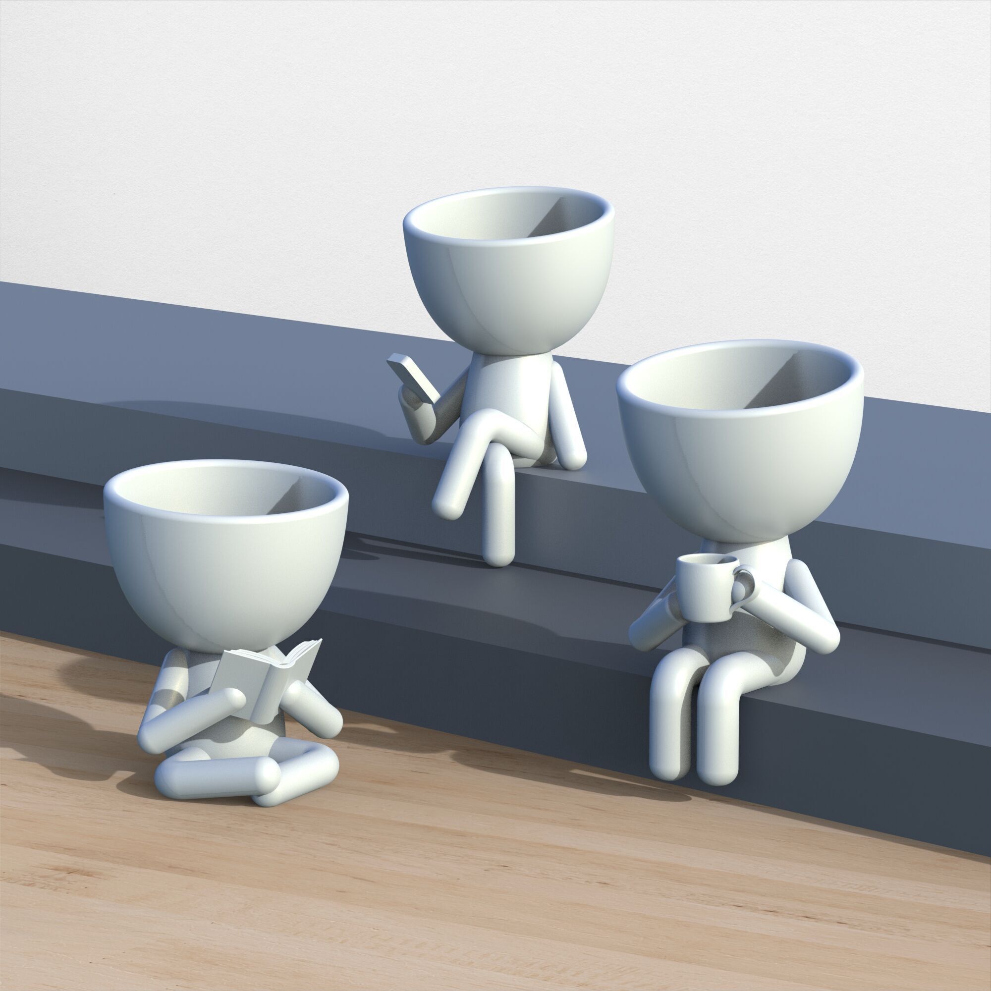 Human Planter Set Plant Buddy Pot Robert Planter 3D print model_7