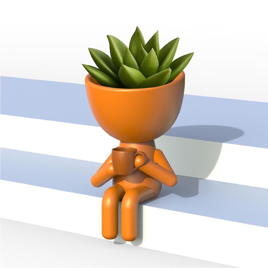 Human Planter Set Plant Buddy Pot Robert Planter 3D print model_4
