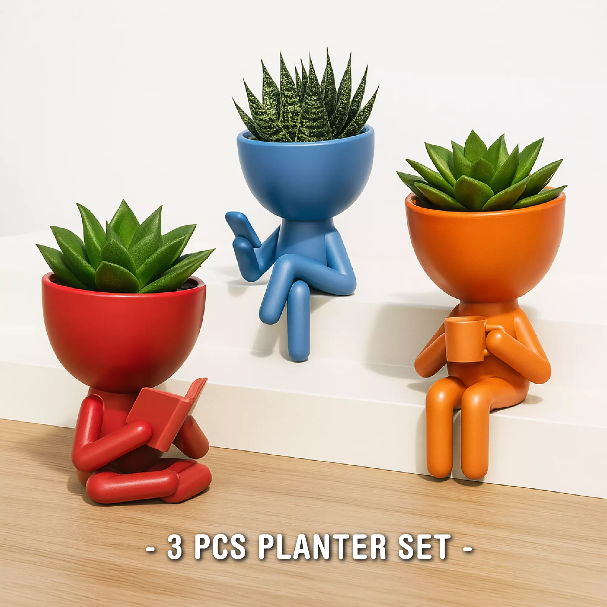 Human Planter Set Plant Buddy Pot Robert Planter 3D print model_0