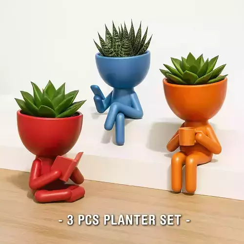 Human Planter Set   Plant Buddy Pot   Robert Planter   3D print model