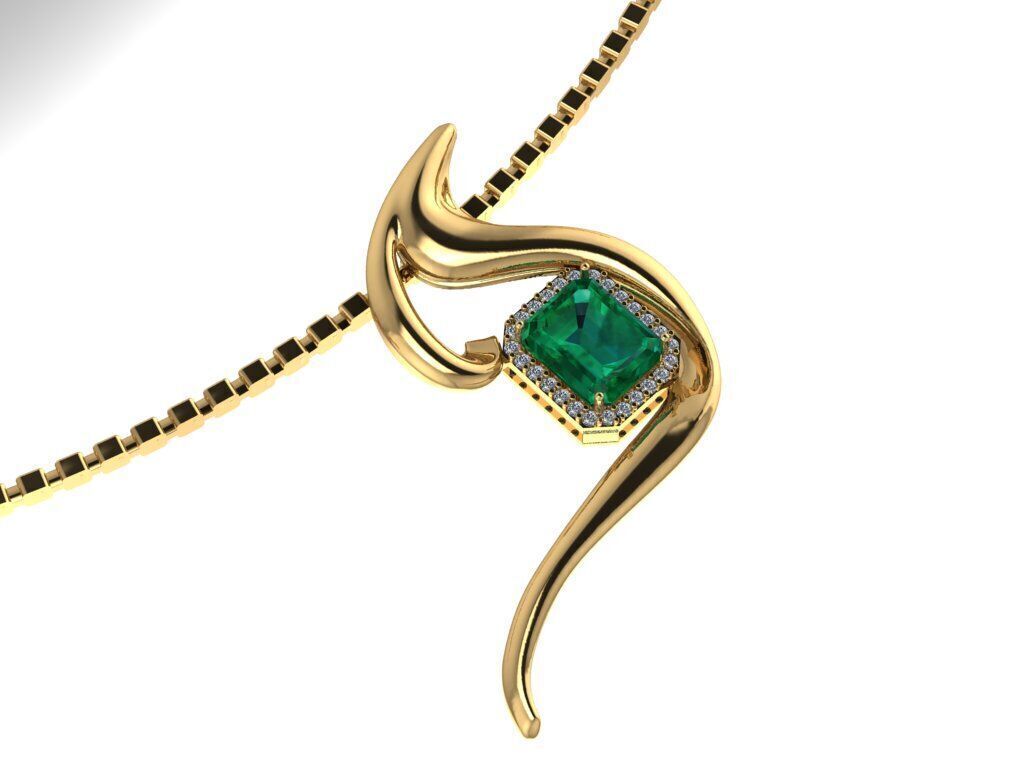 Emerald pendant 3D print model_2