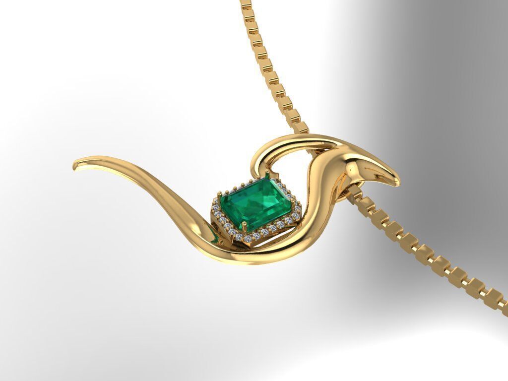 Emerald pendant 3D print model_4