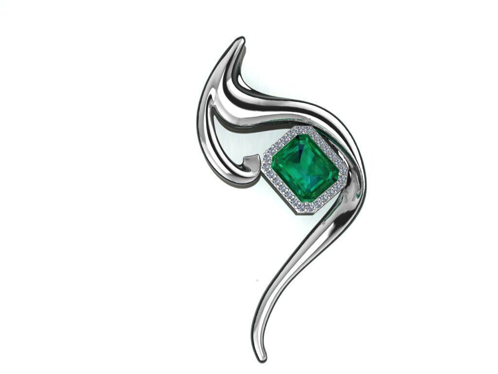 Emerald pendant 3D print model_5