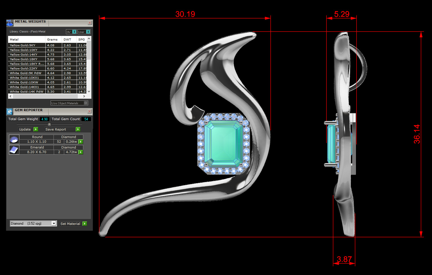 Emerald pendant 3D print model_6