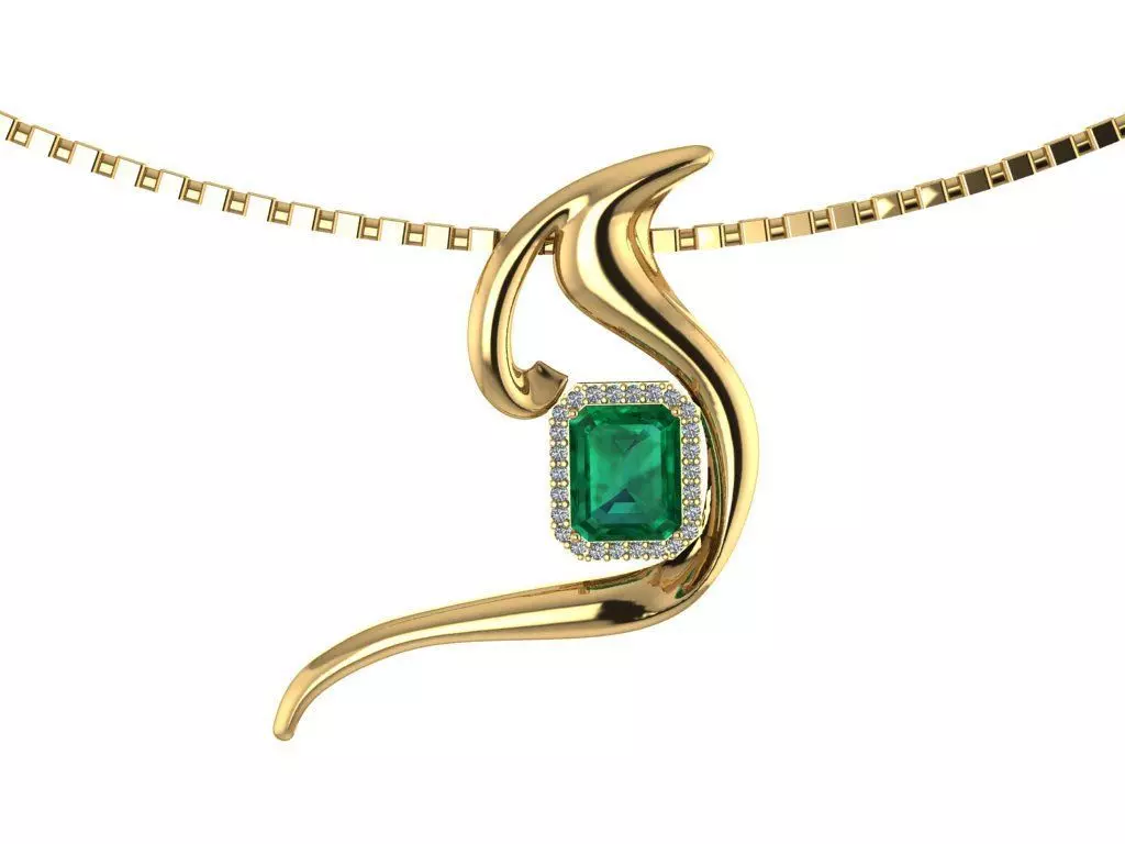 Emerald pendant 3D print model_0