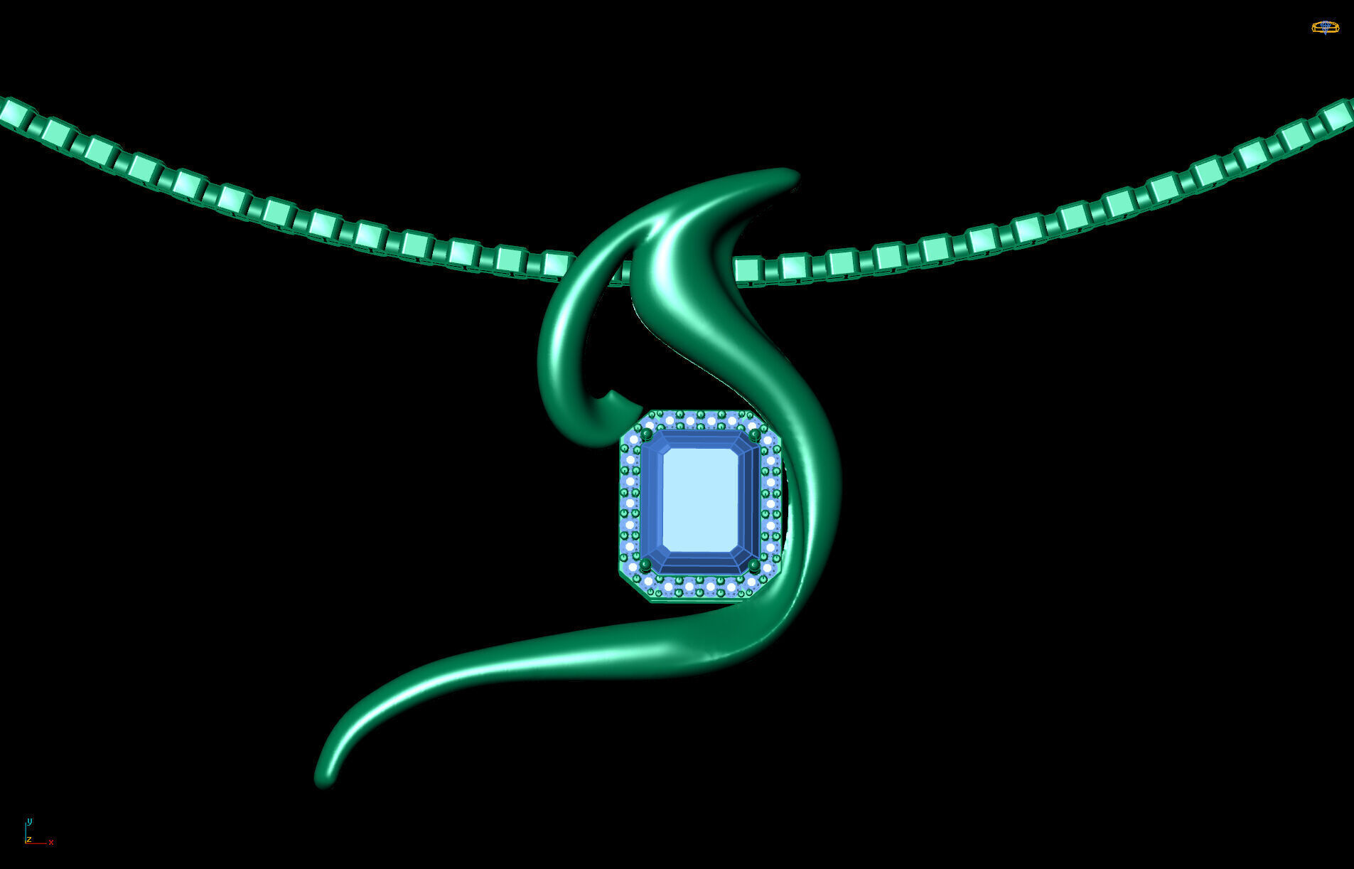 Emerald pendant 3D print model_7