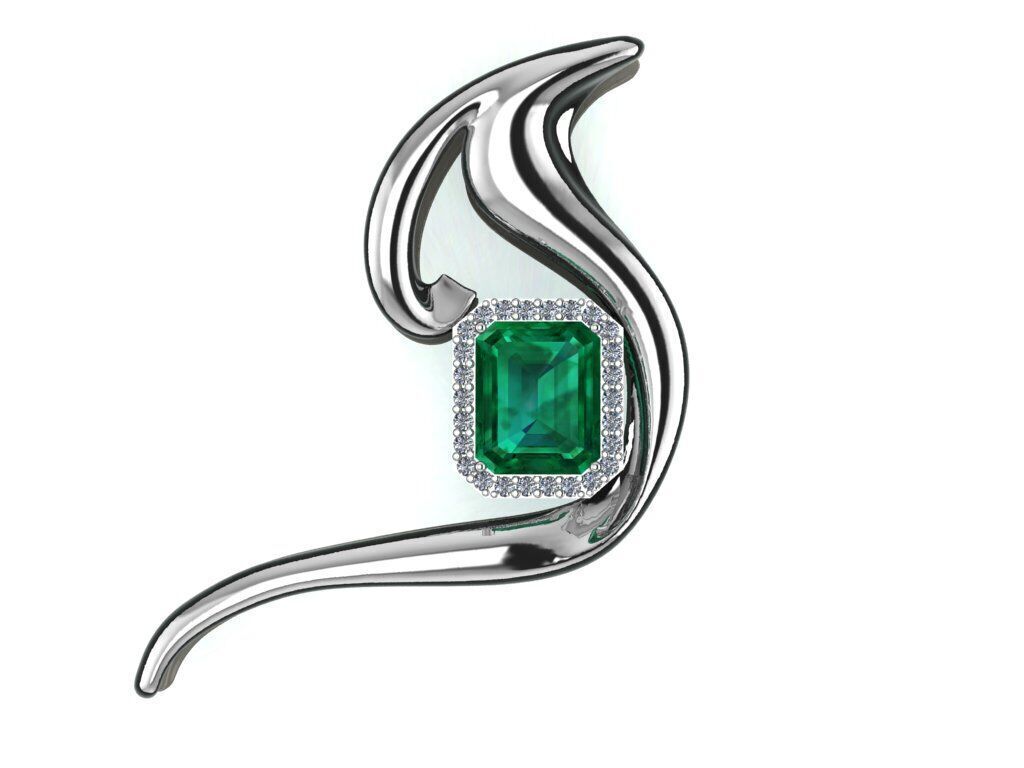 Emerald pendant 3D print model_1