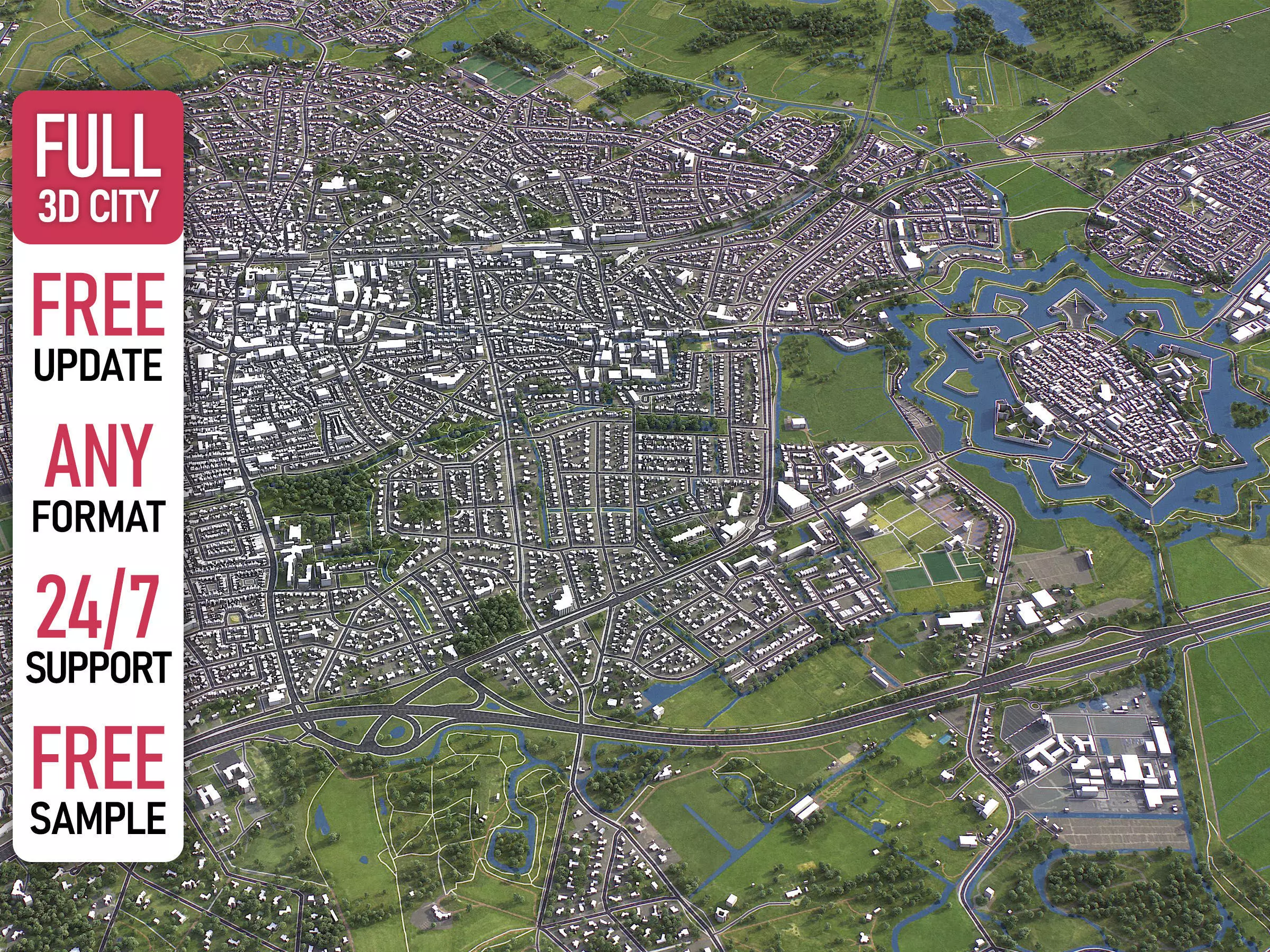 Bussum - 3D City Model Low-poly 3D model_0