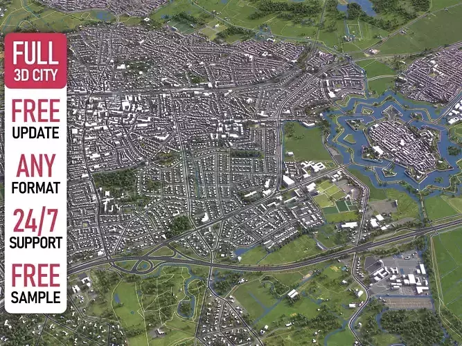 Bussum - 3D City Model Low-poly 3D model