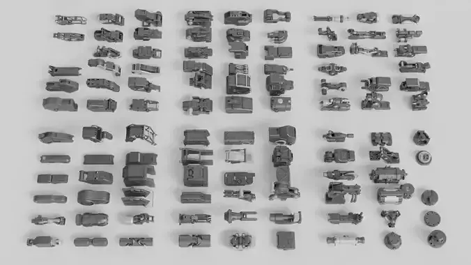 Sci Fi Parts Pack 108 Pieces Low-poly 3D model