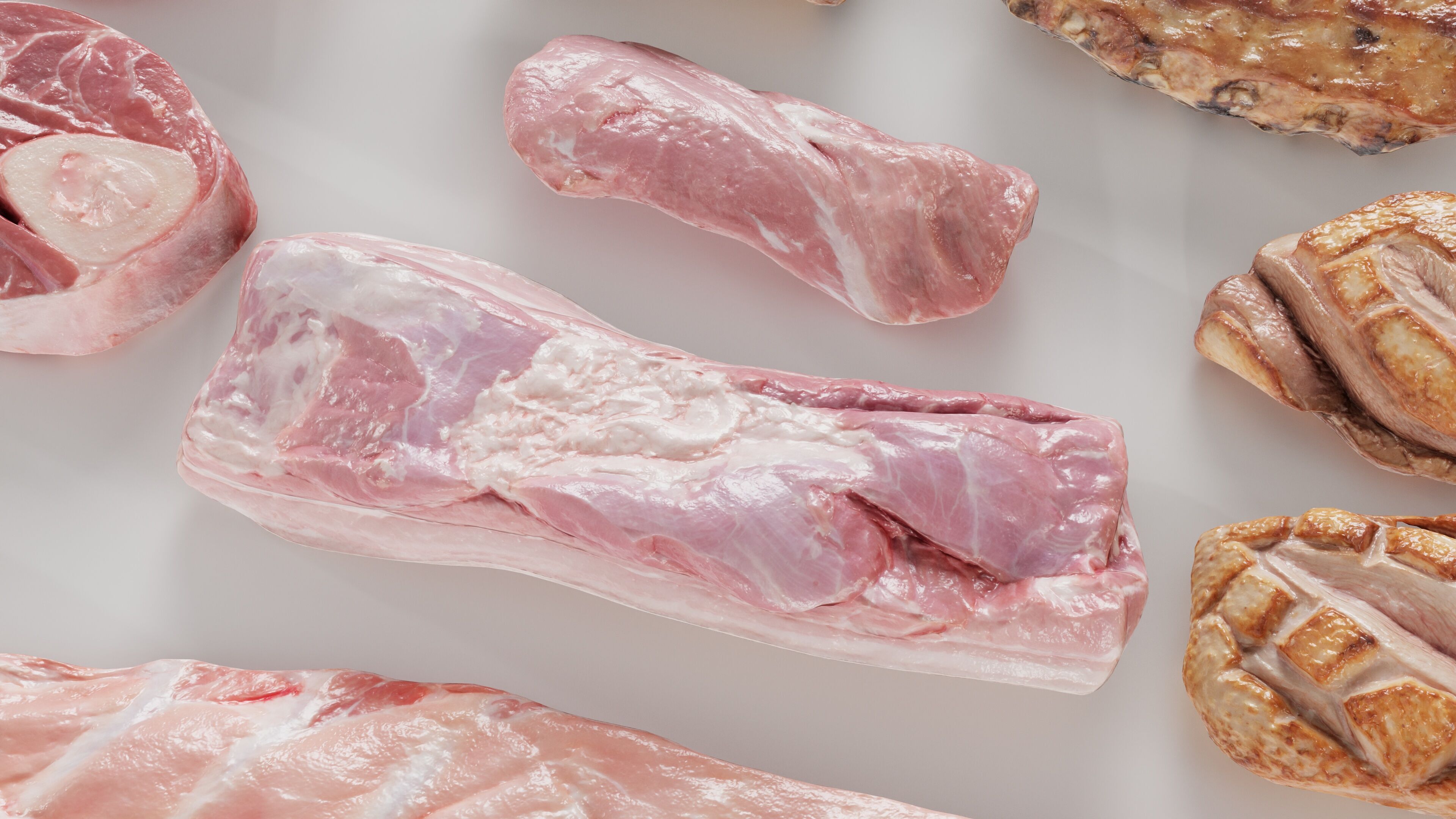 36 Meat and Chicken Raw and Cooked Low-poly 3D model_12