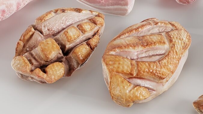 36 Meat and Chicken Raw and Cooked Low-poly 3D model 6