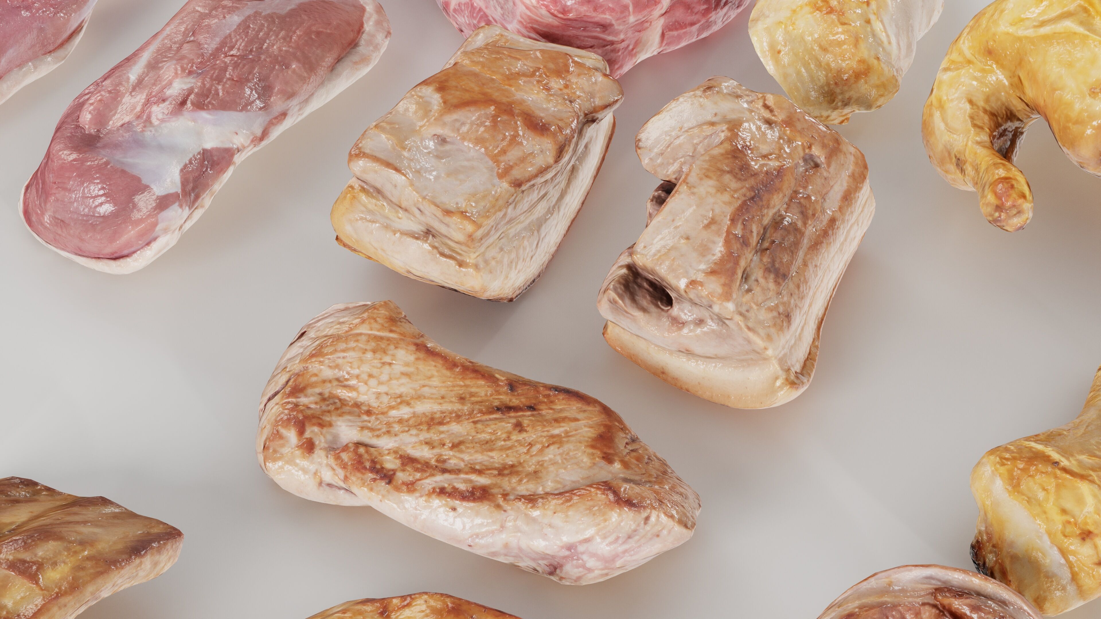 36 Meat and Chicken Raw and Cooked Low-poly 3D model_8