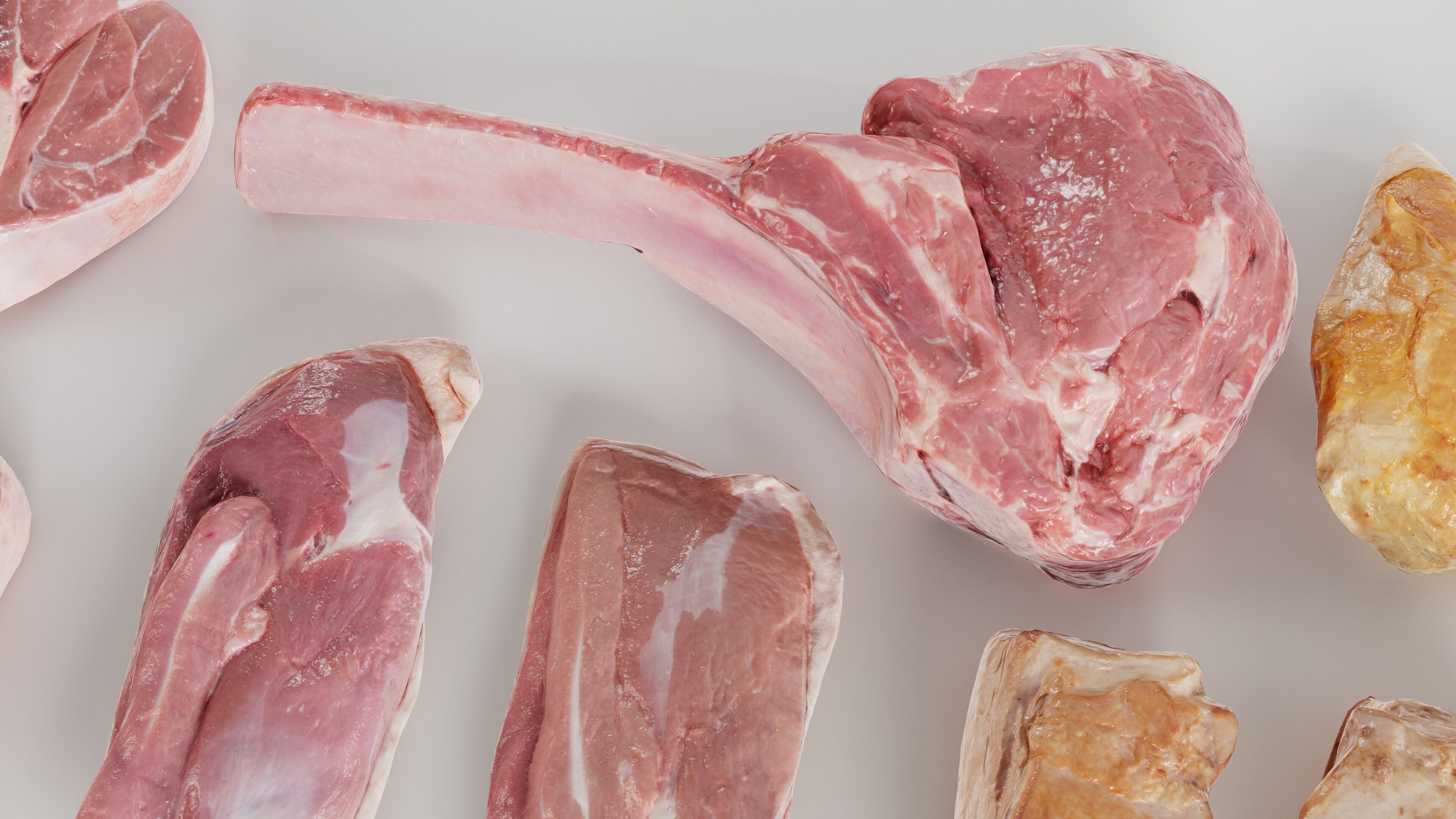 36 Meat and Chicken Raw and Cooked Low-poly 3D model_9