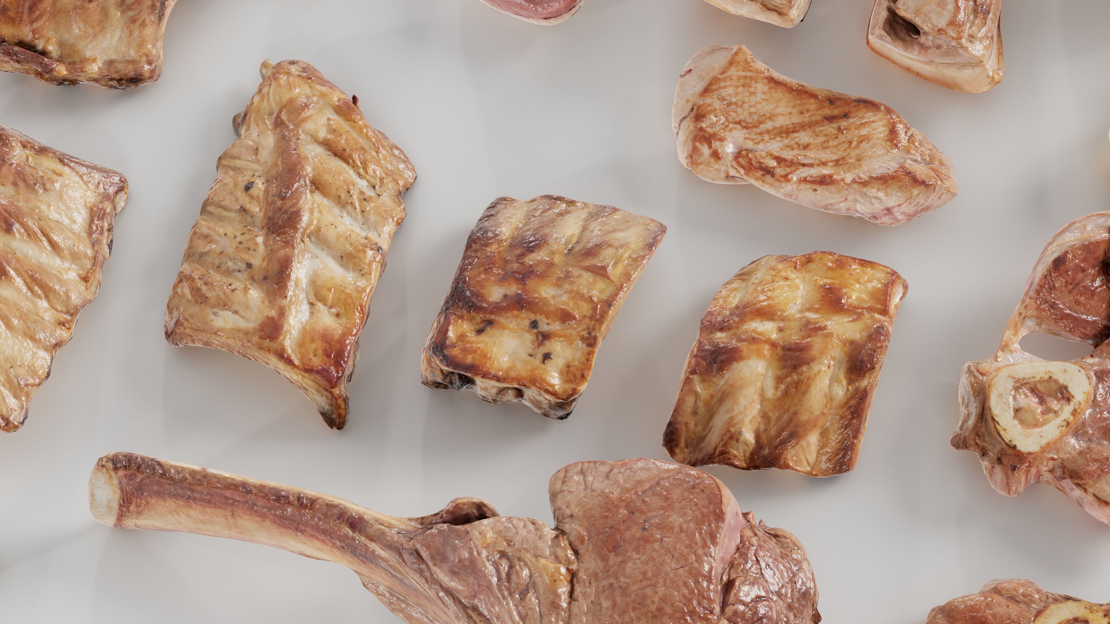 36 Meat and Chicken Raw and Cooked Low-poly 3D model_7