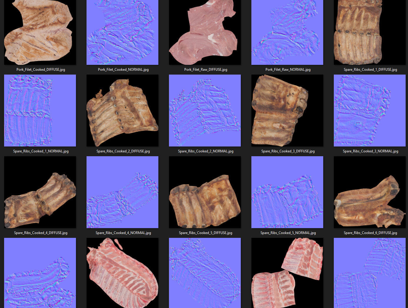 36 Meat and Chicken Raw and Cooked Low-poly 3D model_13