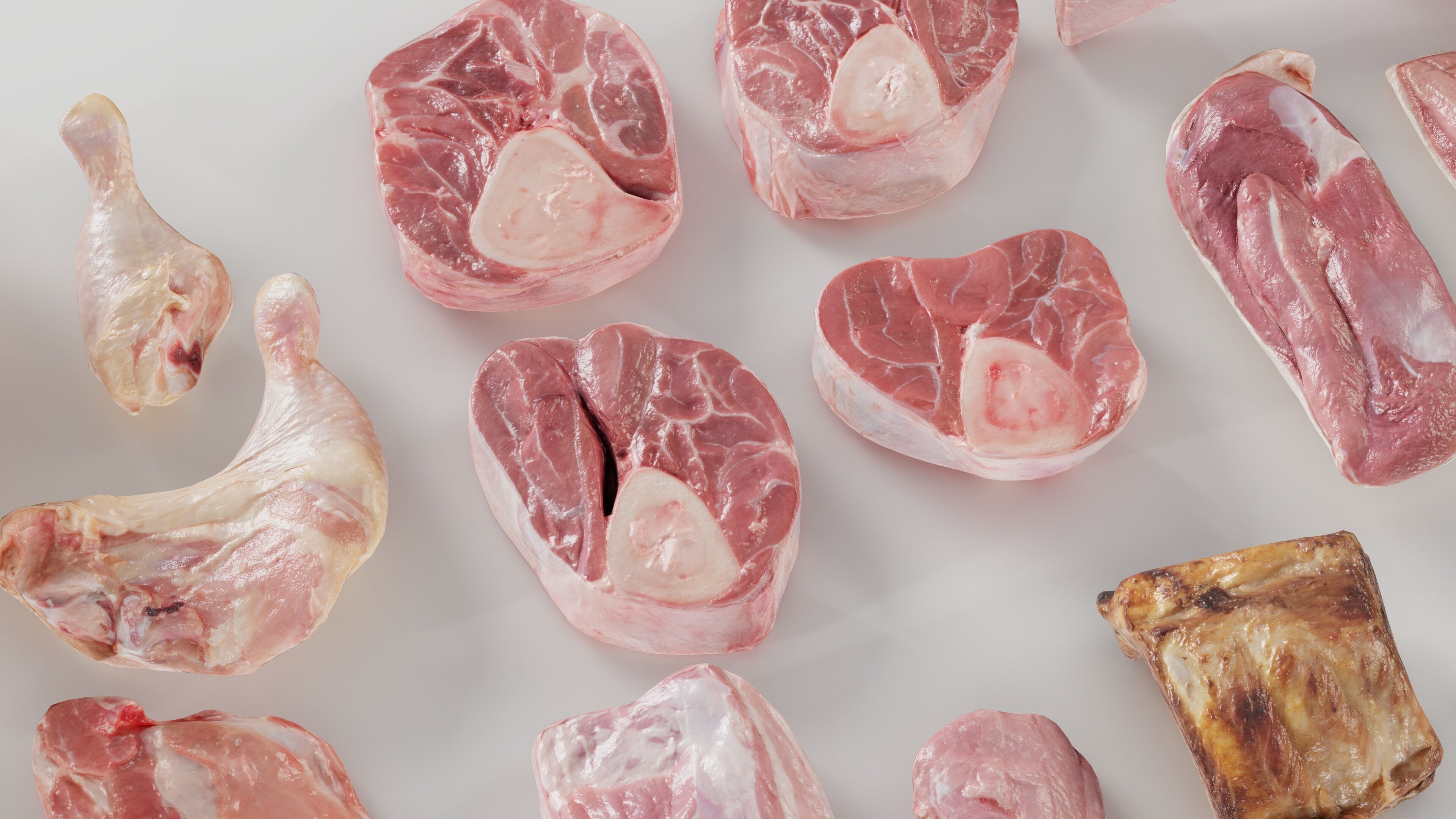 36 Meat and Chicken Raw and Cooked Low-poly 3D model_10