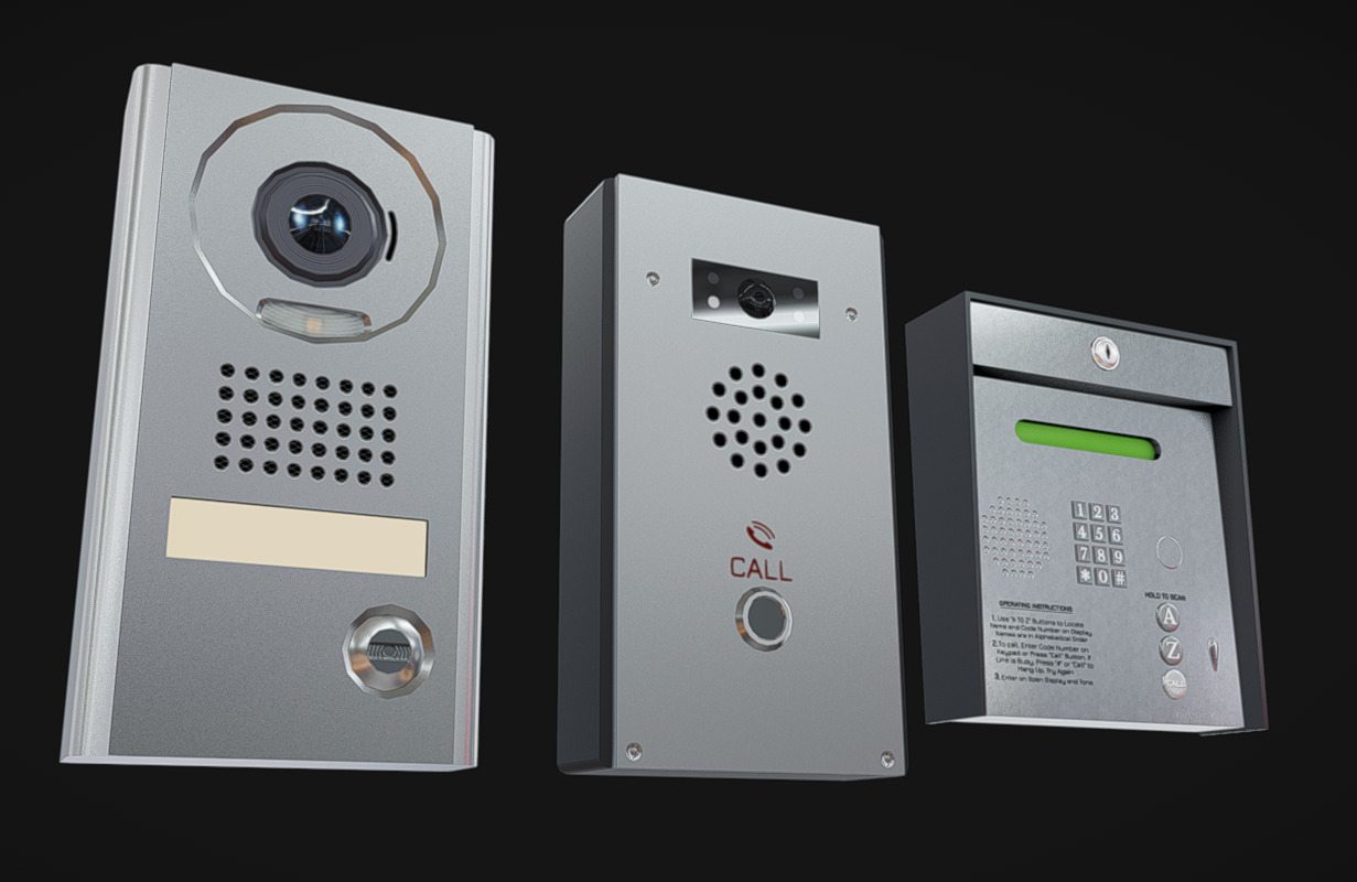 Door Intercom Pack 03 Low-poly 3D model_1
