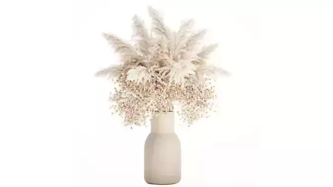 White Bouquet Dried Flowers Gypsophila Cortaderia 564