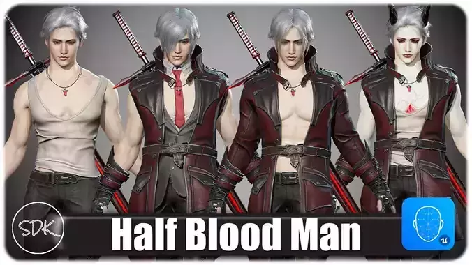 Half Blood Man Low-poly 3D model