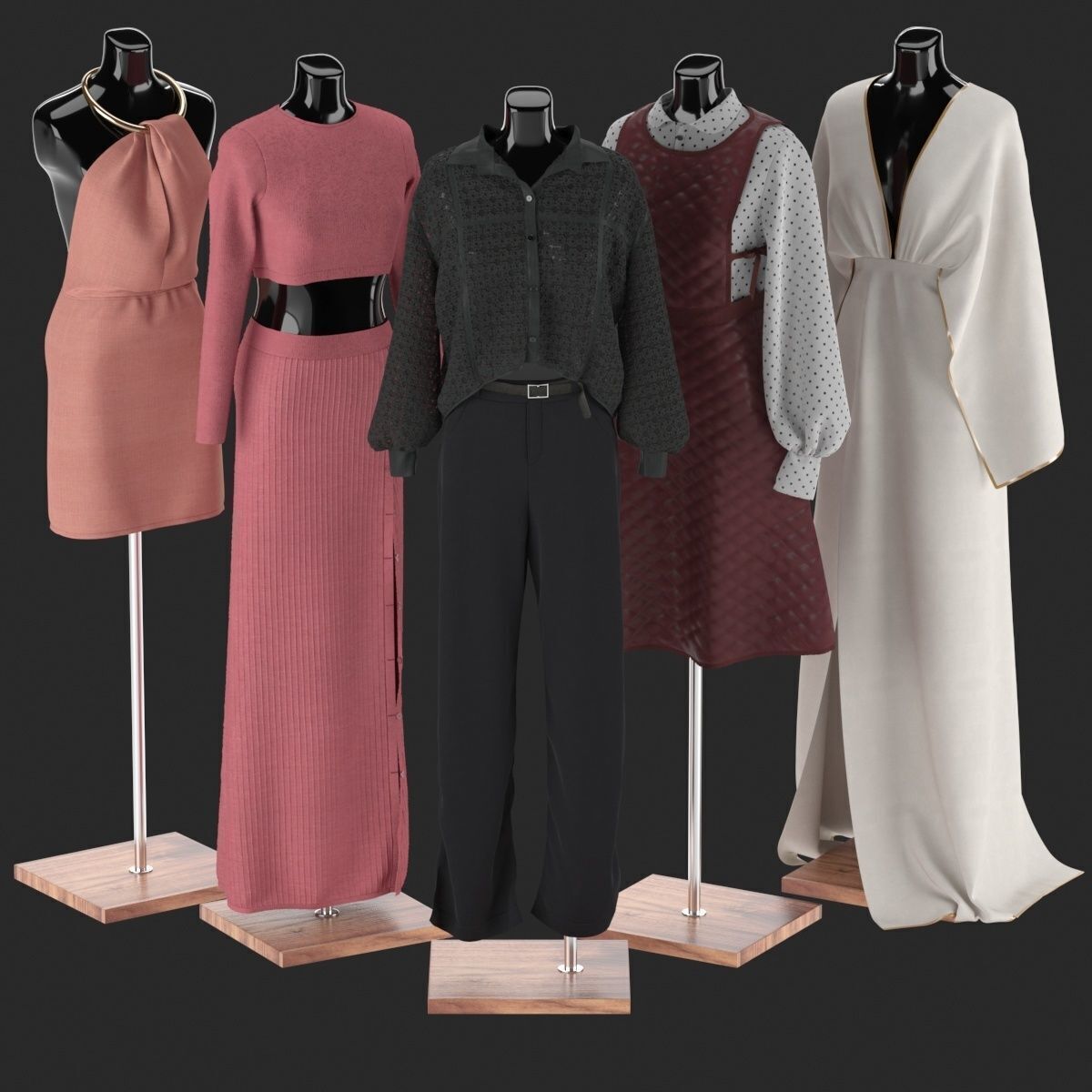 Mannequin Set Vol 018 Low-poly 3D model_2