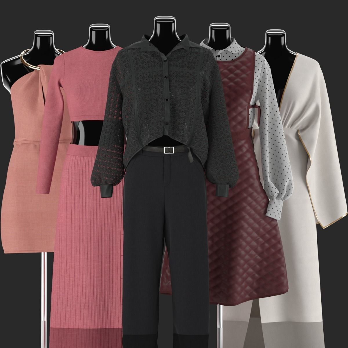 Mannequin Set Vol 018 Low-poly 3D model_4