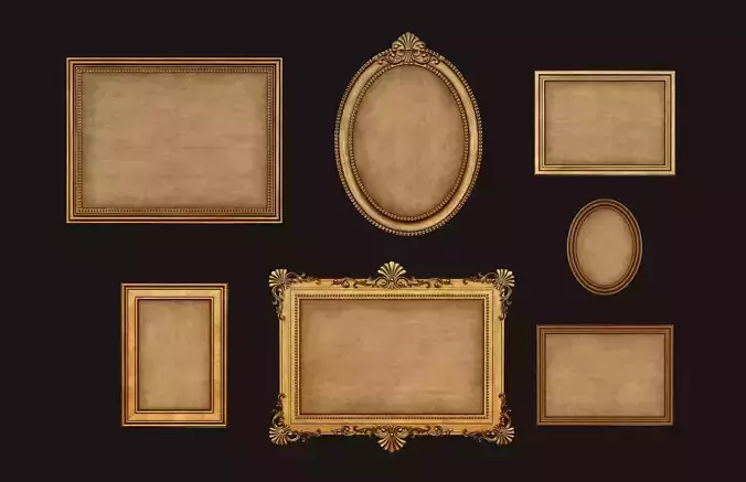 Antique Picture Frames - PBR Game Ready Low-poly 3D model